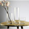 Vase en verre transparent de luxe Vase de cylindre décoratif